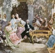 wolfgang amadeus mozart a romantic impression depicting handel making music at the keyboard with his friends. Germany oil painting artist